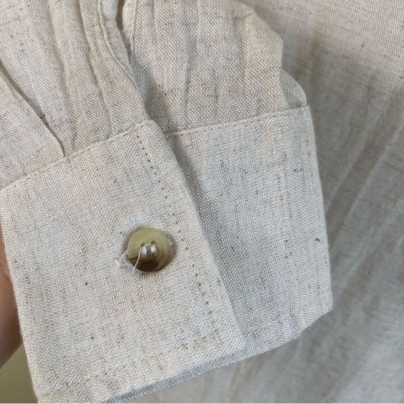 Sim & Sam Linen Blend Midi Dress Twist Button Front Neutral Color Sz S NWT - Picture 15 of 16